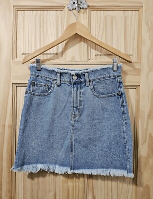 Moussy Raw Edge Sz 2 Light Blue Denim Skirt