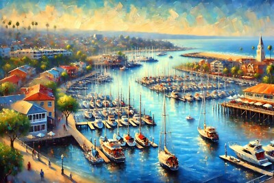 Original art giclée painting ''Ocean Marina'' signed/numbered