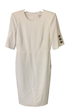 Calvin Klein Womens New $139 Basic Pencil Sheath Dress 6 Small Cream White NWT