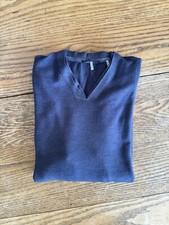 Men's Elie Tahari V neck Blue Fine Wool Sweater Sz S