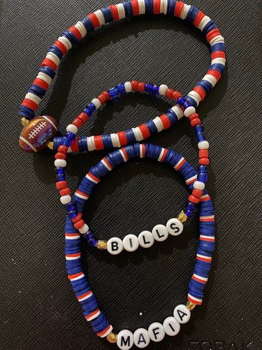 Buffalo Bills Mens 3-Piece Bracelet Set - Bills Mafia - Football Charm - Picture 2 of 2