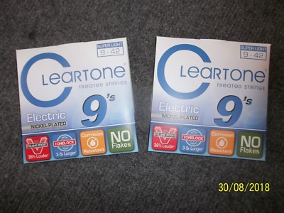 ZWEI SÄTZE Cleartone Stärke 9-42 E-Gitarrensaiten. KOSTENLOSER VERSAND