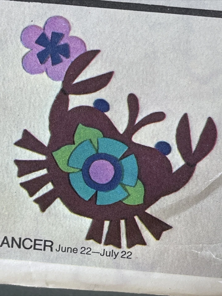 1969 Uncut FF Simplicity 8431 12 Zodiac Applique Transfers No Sew Hippie Fashion - Image 2 of 4