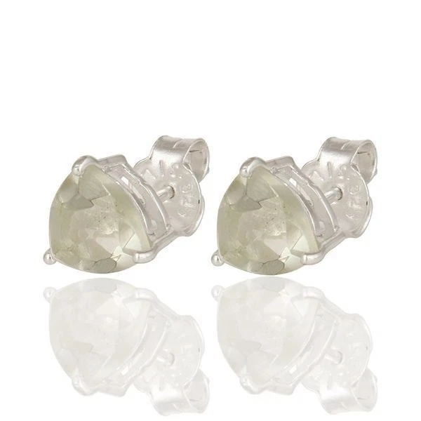 Серьги-гвоздики из стерлингового серебра 925 пробы с зеленым аметистом ювелирные изделия с драгоценными камнями - Изображение 2 из 3