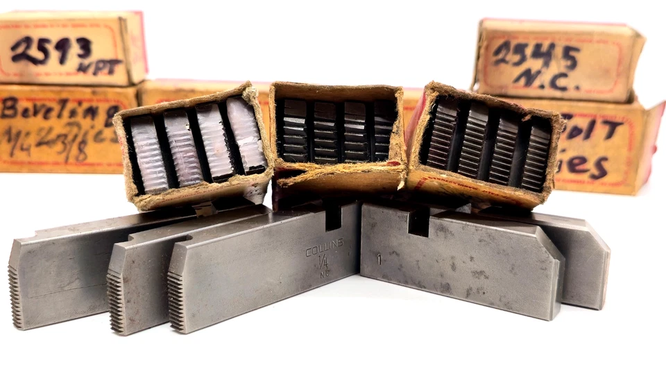 Lot of 18 Miscellaneous Collins Brand Pipe Beveling & Bolt Die Sets Vintage - Image 2 of 4