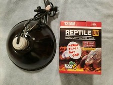 Reptile Habitat Clamp Lamp 10.5" diameter, on/off switch 125w UVA/UVB Bulb USED