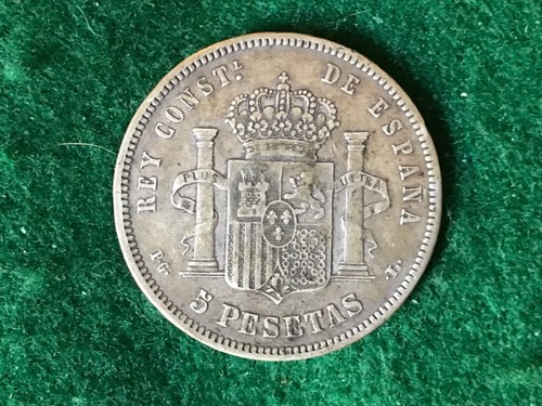 1893 Silver Spain 5 Pesetas , Alfonso XIII POR -TD3 - Picture 3 of 3