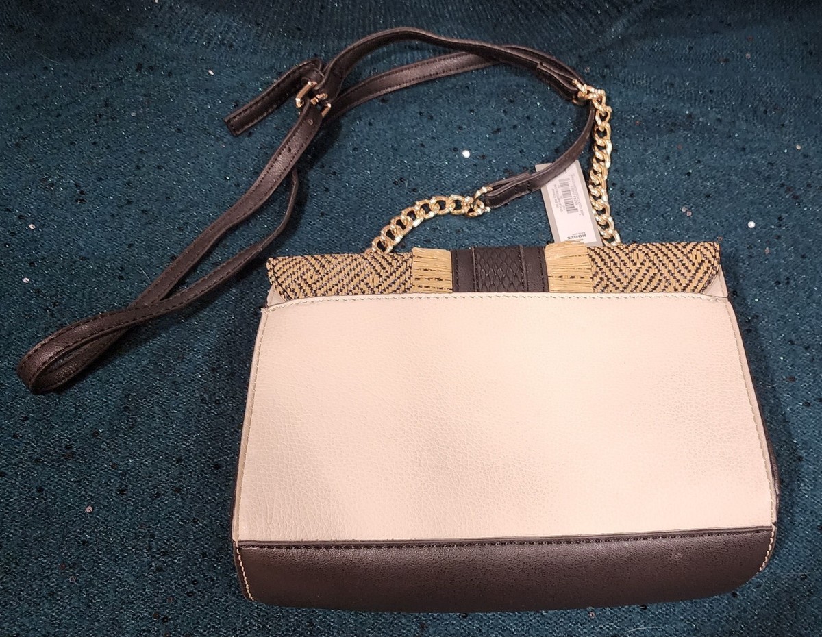 KOHL'S APT NWT $59 beige Straw Jade Lock Crossbody Women's Purse