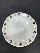 Homer Laughlin®️ Flat Rim Ivory, Black & Gold Side/Berry Bowl~4.5” ~EB