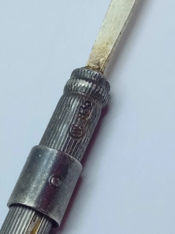 Старинная 1920 складная серебряная игла 835 для очистки курительной трубки Германия хорошее состояние - Изображение 3 из 4