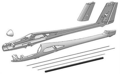Multiplex / Hitec RC Rumpfhälften, Gurte und 6kt.Rohr Solius / 224249