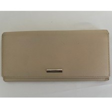 Burberry Beige Saffiano Leather Continental Wallet Haymarket Check Lining 646