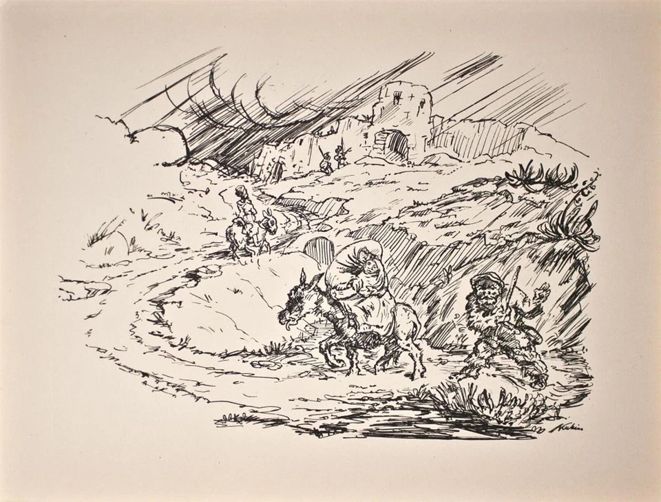 Alfred Kubin Auf der Flucht Heilige Familie Expressionismus Lithografie 1920 - Bild 3 von 3