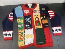 Vintage The Eagle’s Eye Sweater Small Months Of The Year 1995 Cardigan Rare S/P!