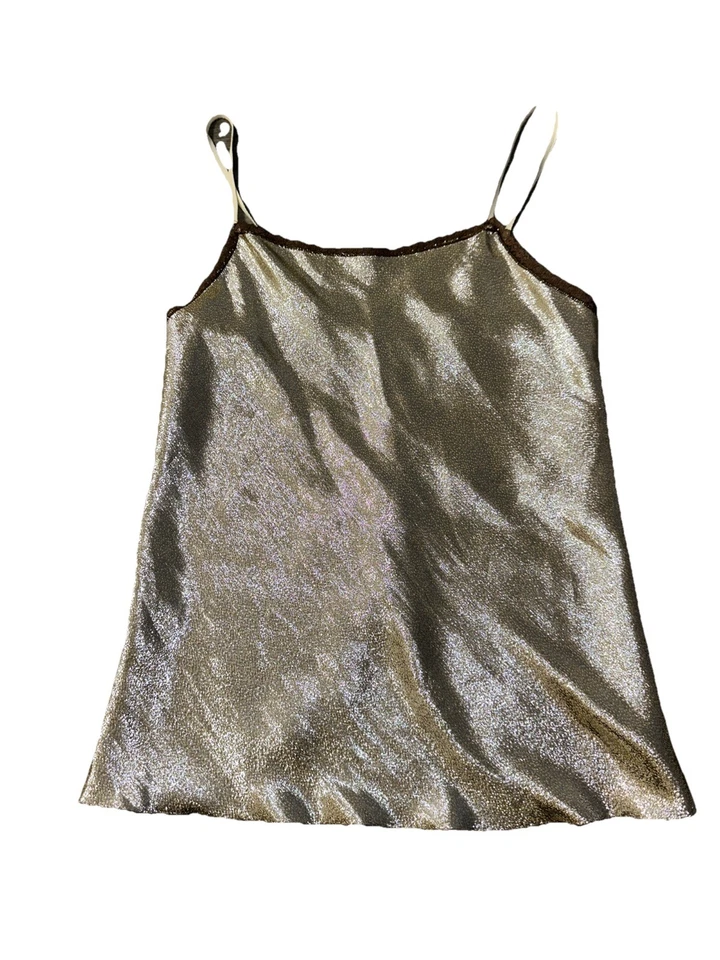Top Cami ROZAE NICHOLS Vintage Oro Y2K Plata Cojo Metálico, Talla MEDIANA Foto 3 de 4