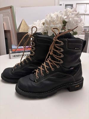 Danner Quarry USA 8'' Black Boot Men's 8.5 Distressed Worn Work Gore-Tex Vibram