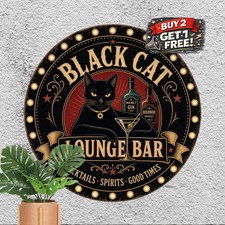 Cat Theme Front Door Porch Sign Welcome Feline Entryway Metal Plaque