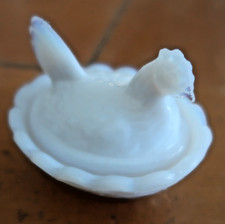 Vintage Westmoreland Milk Glass Mini Hen On Nest Salt Cellar Signed inside nest