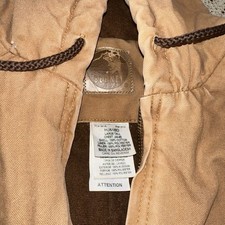 L Tall Berne Workwear Brown Duck Cloth Chore Jacket Full Zip Hooded HJ51BD