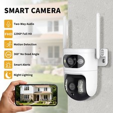 Dual eye gun ball linkage monitoring camera, panoramic detail dual camera,