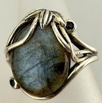 YS INDIEN 925 STERLINGSILBER LABRADORIT GRÖSSE 8,75 RING K798B