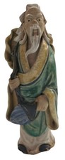 Vintage Antique Chinese Mudman Hand Painted Ceramic Figurine Elder Man 5&rdquo;