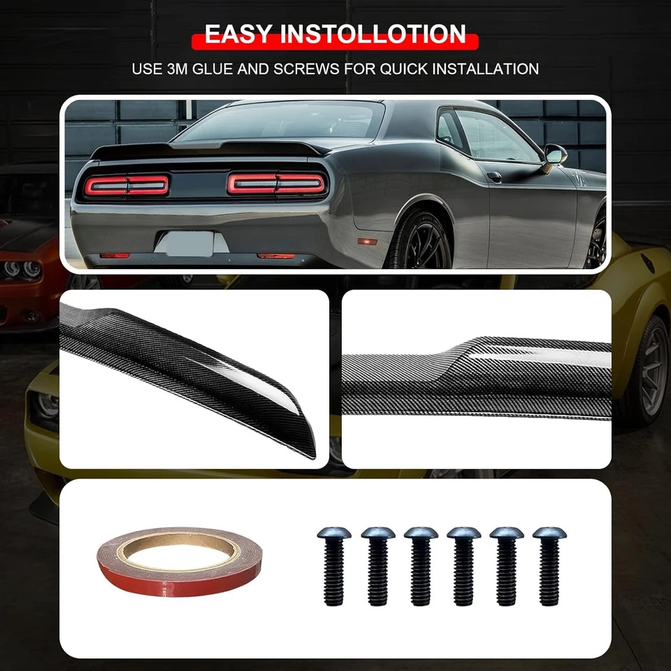 For 2008-2017 Dodge Challenger Demon Style Rear Trunk Spoiler Carbon Fiber Style Foto 4 de 4