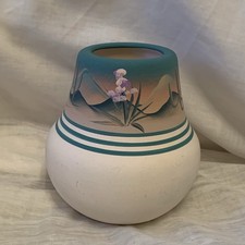 Navajo Pottery New West Arizona Hand Painted Matter Finish 4 Inch Vase