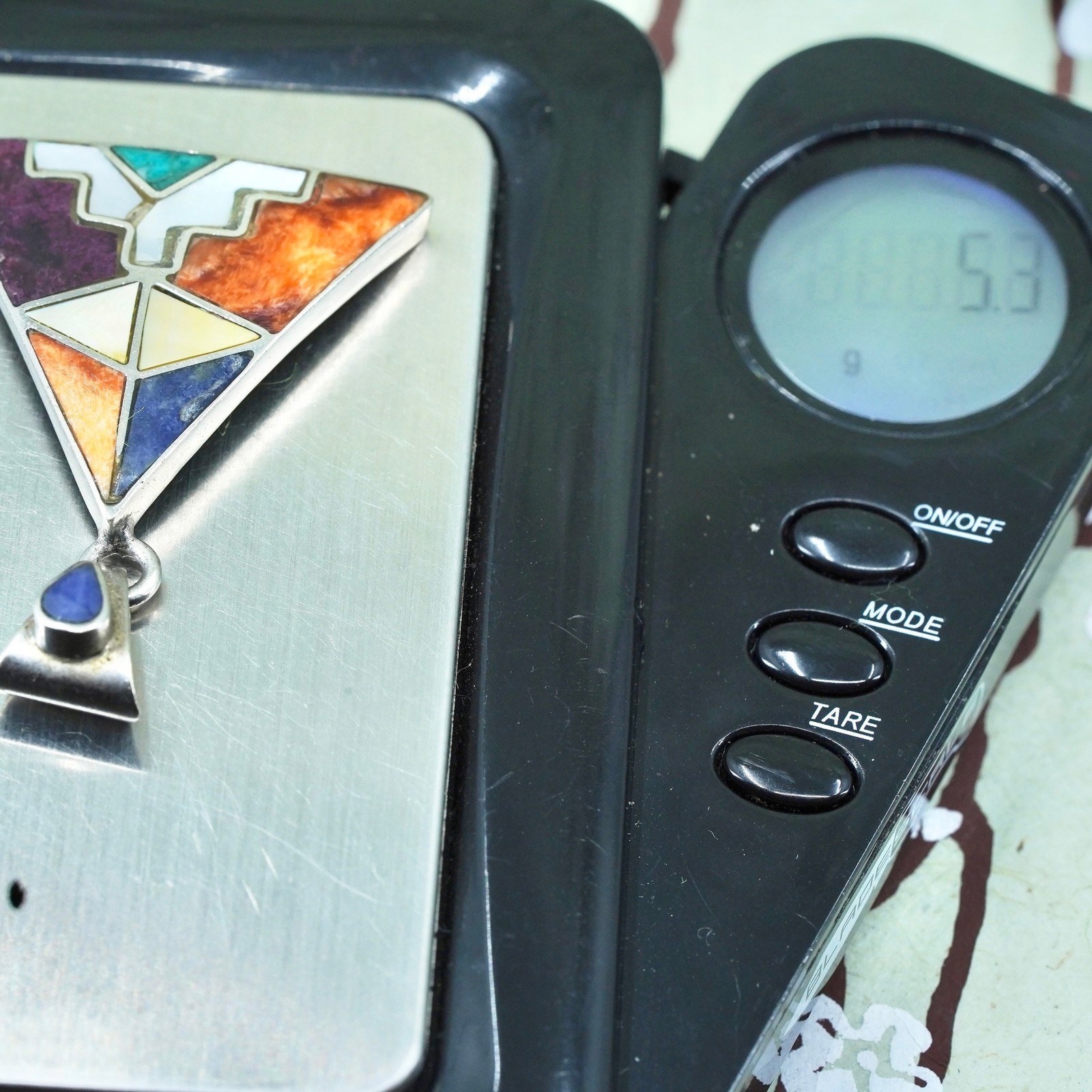 Sterling silver 950 triangular pendant, Peruvian … - image 6