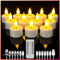 LED Teelichter Wiederaufladbar Mit Fernbedienung Timer 12Er Set FüR Dekoration