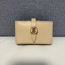Burberry TB Monogram Leather Card Case Beige Accordion Wallet Near Mint gift