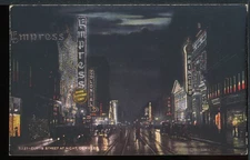 1910's Denver CO Curtis Street at Night HHT Co. Pub. Historic Postcard D160