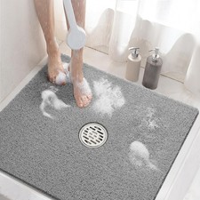Square Shower Mat, 24 x 24 Inch Non Slip Bath Mat for Tub, Soft PVC Loofah Batht