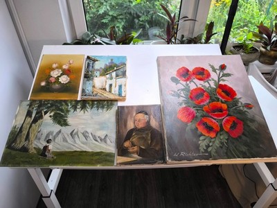 Collection of 5 old paintings circa 1920-1970