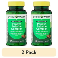 Spring Valley Papaya Enzyme Complex Chewable Tablets Dietary Supplement 2x180 Ct
