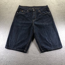 VTG Rocawear Shorts Mens 40 Blue Baggy Wide Leg Denim Embroidered Skater Jorts