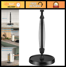 Stainless Steel Paper Towel Holder - One-Handed Tear, Weighted Base, Black Kitch