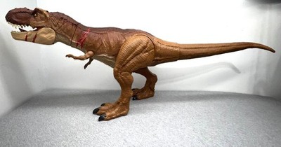 Mattel Jurassic World Super Colossal TRex Brown Figure Electronic Dinosaur Toy