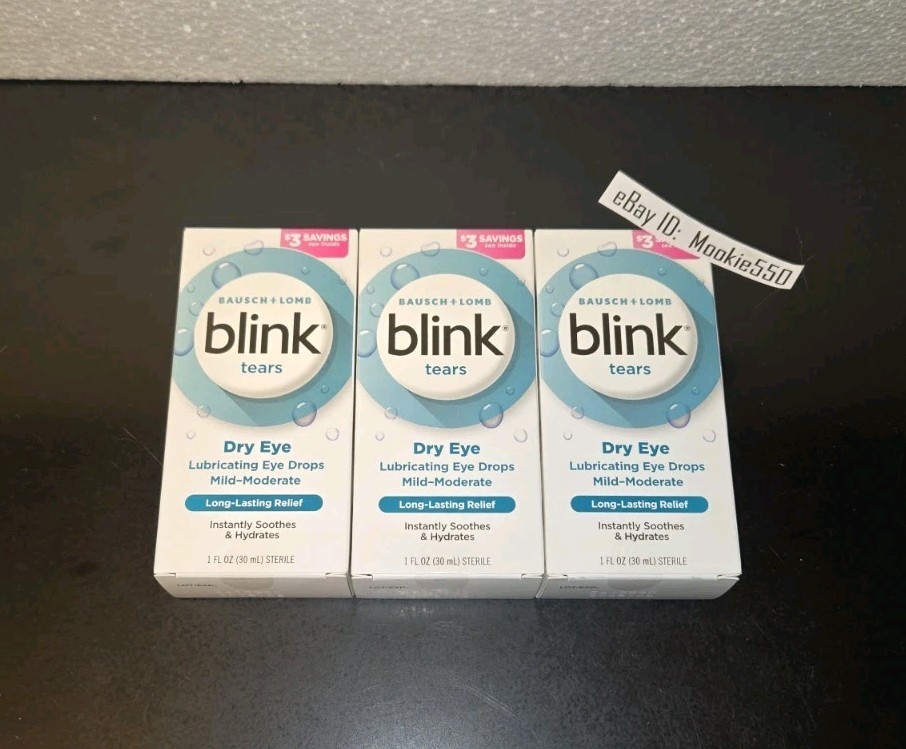 EXP 08/2028! 3 Box Lot LARGE 1 OZ (30mL) BLINK Tears MILD-MO