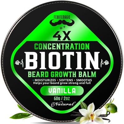 Biotin Beard Growth Balm for Men   Conditioning & Thickening Balm with Castor...