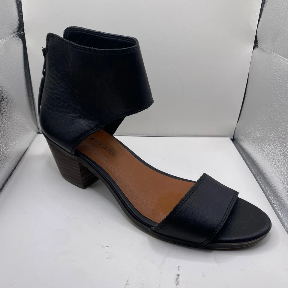 Lucky Brand Barbina Black Leather Ankle Strap Block Heel Sandals Women Size 8.5 - Image 2 of 4