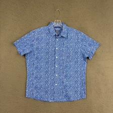 APT. 9 Shirt Mens Large Standard Fit Blue Floral Premier Flex Stretch Dad Casual