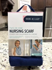 Bebe Au Lait Two-In-One Nursing Scarf Navy Cotton Blend - NEW