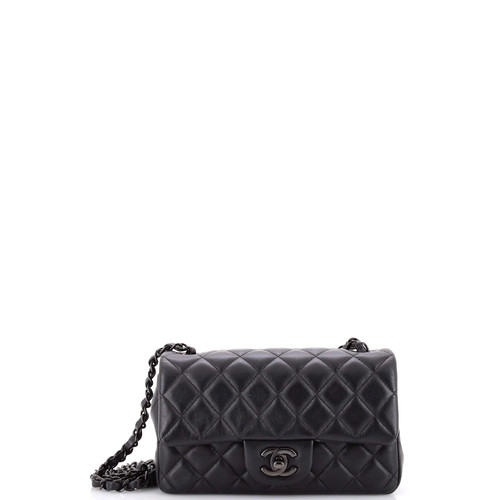 Chanel So Black Classic Single Flap Bag Quilted Lambskin Mini