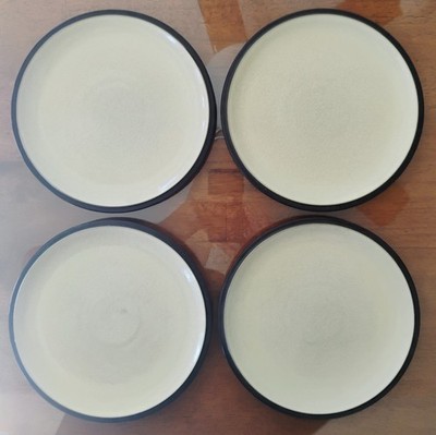 Lot Of 4 Denby Energy Off-White Charcoal Salad Plates Stoneware England 9 