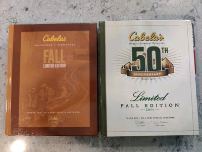 Lot of 2 Cabela s Fall 2014 & 2011 50th Anniversary Limited Edition HC Catalog