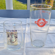 Tschechische Biergl&auml;ser: Glas &bdquo;JEDNOTA&ldquo; + Bierkrug mit Henkel &bdquo;LITV&Iacute;NOV&ldquo;