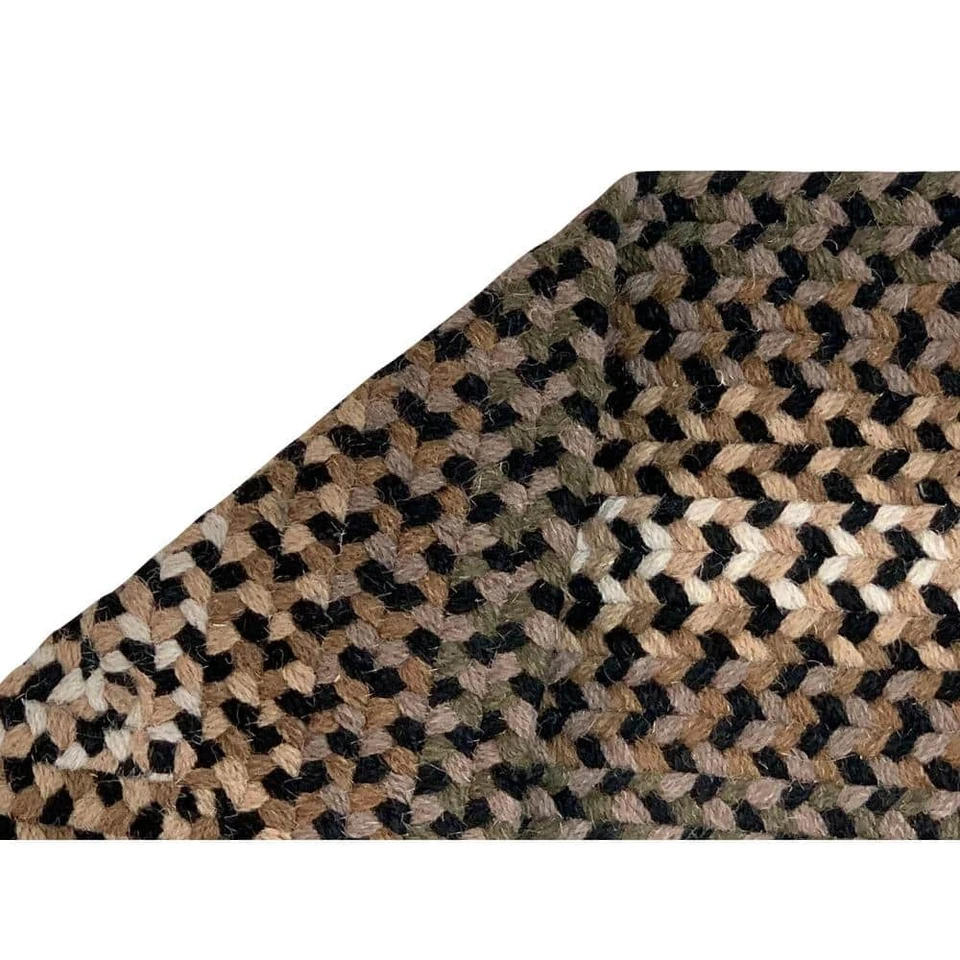 Alfombra de Corredor Woodbridge Colección Trenza Ovalada Negra 24" X 108" 100% Lana Reversible Foto 3 de 4