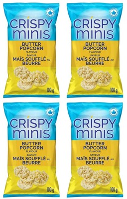 Quaker Crispy Minis Butter Popcorn Flavor Brown Rice Chips, 100g (4 Pack)