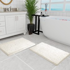 Walensee Bathroom Rug 2 Pieces Set Non Slip Bath 20"x32" plus 20"x32", Ivory